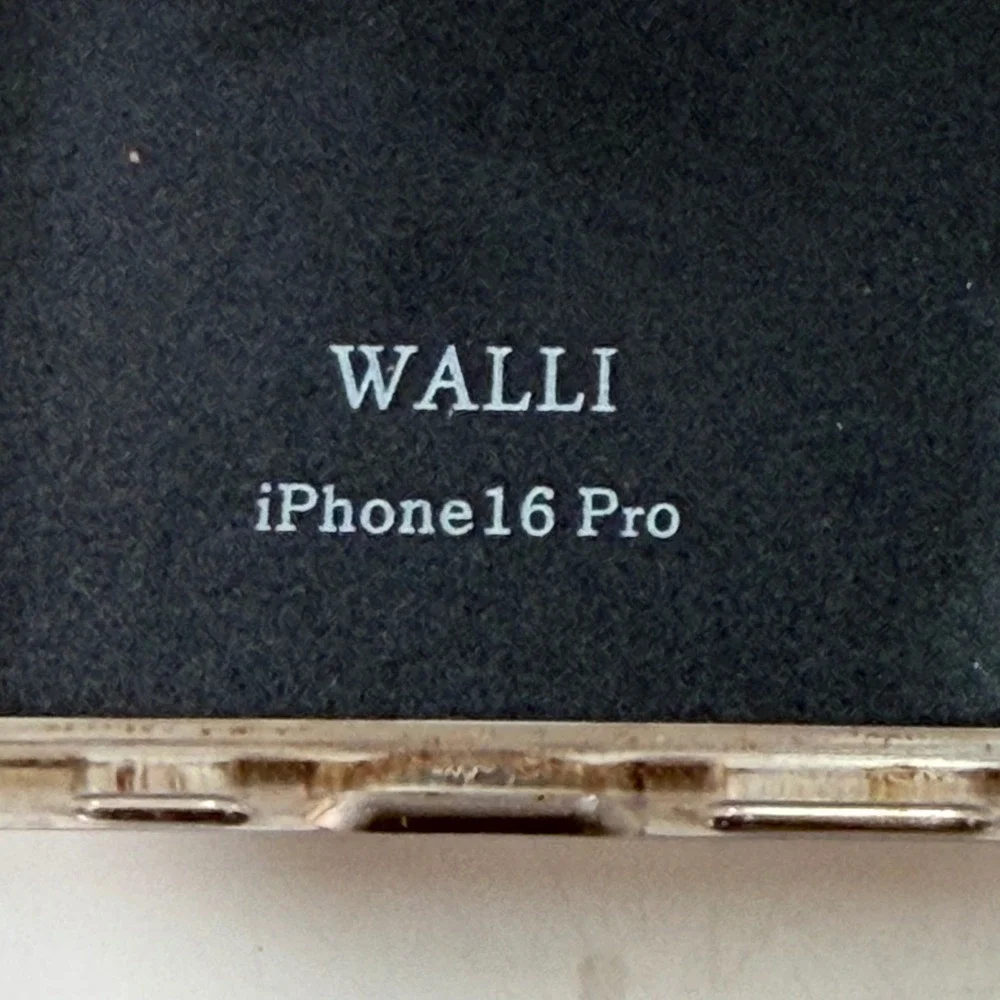 WALLI iPhone 16 Pro Case Tan Cream Diamond Print Finger Strap Card Holder